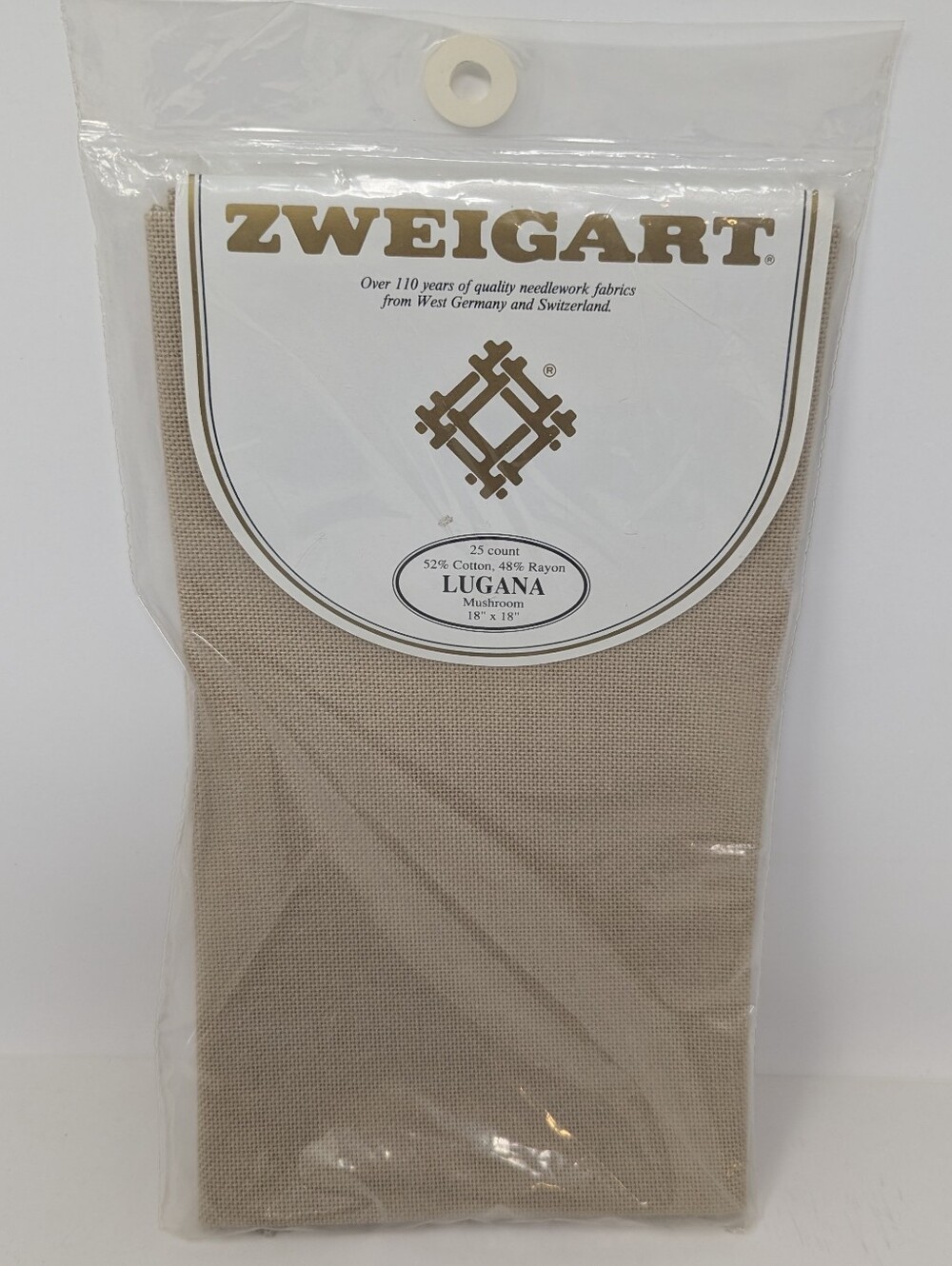 Zweigart Lugana Cross Stitch Fabric Mushroom 25 Count 18" x 18"